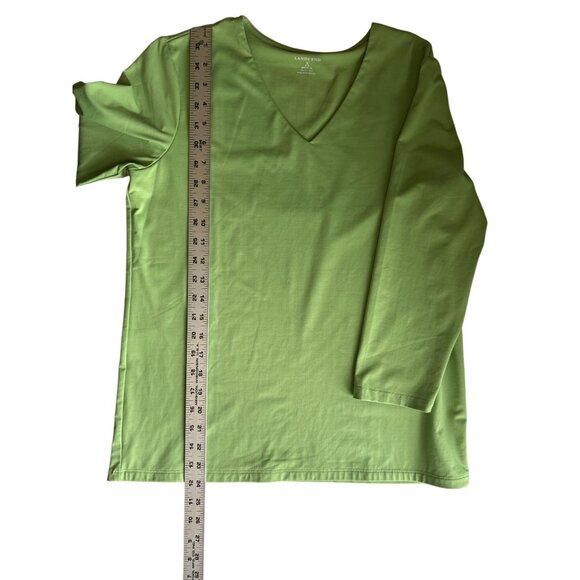 Lands End Womens Green V-Neck 3/4 Sleeve Top S 6-8 Nylon/Spandex Stretch - Picture 6 of 6